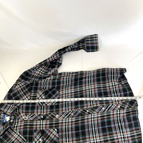 Mens Wrangler Western LS Pearl Snap Flannel Shirt Size 2XT Tall Plaid XXL - Picture 4 of 6